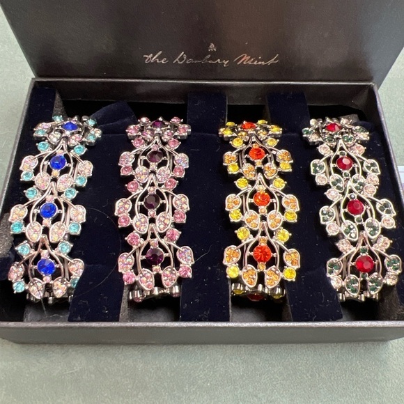 Danbury Mint Seasonal Sensations Set of 4 Colorful Rhinestone Stretch Bracelets - Picture 5 of 8